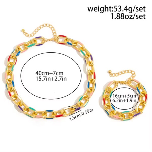 New Anthropologie Gold and Blue Chain Necklace Set - Picture 8 of 15